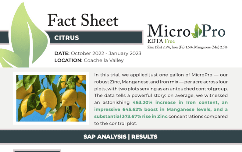 Citrus Nutrient study - MicroPro